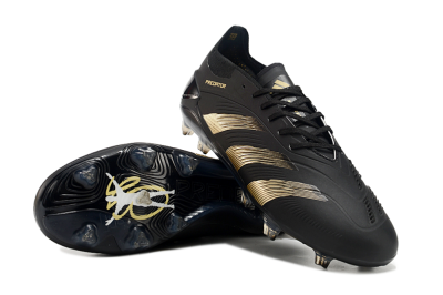 Unisex Adidas Predator Elite 24 FG Firm Ground Low-Tops Football Boots - Black/Gold/Blue