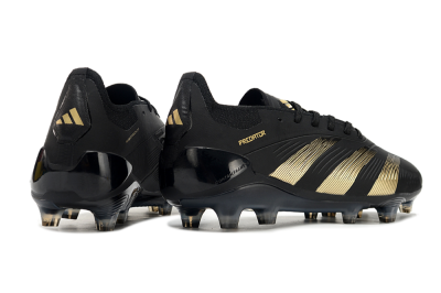 Unisex Adidas Predator Elite 24 FG Firm Ground Low-Tops Football Boots - Black/Gold/Blue
