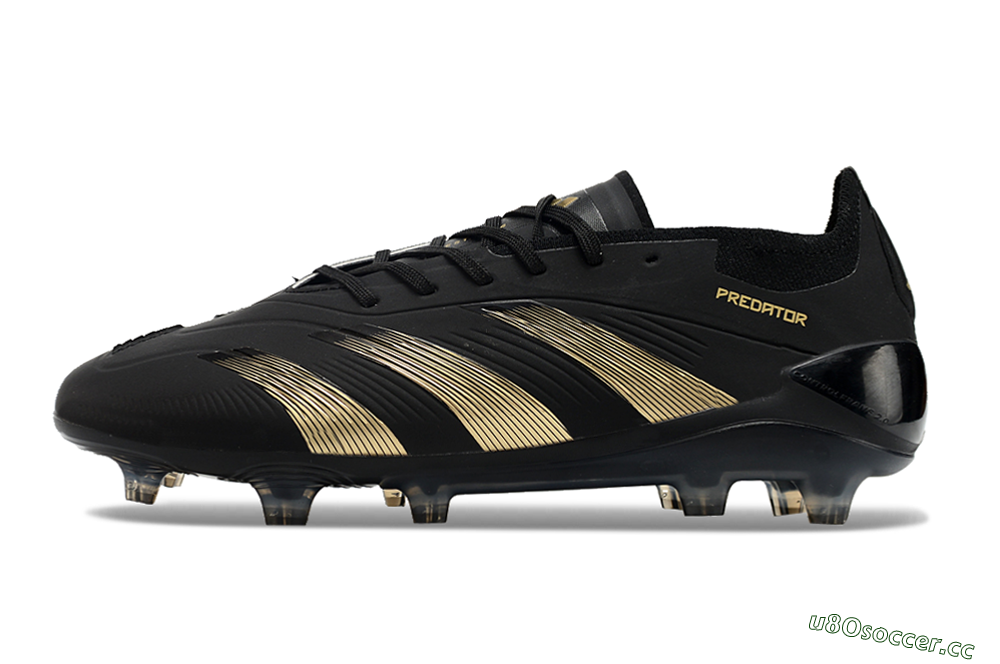 Unisex Adidas Predator Elite 24 FG Firm Ground Low-Tops Football Boots - Black/Gold/Blue 0