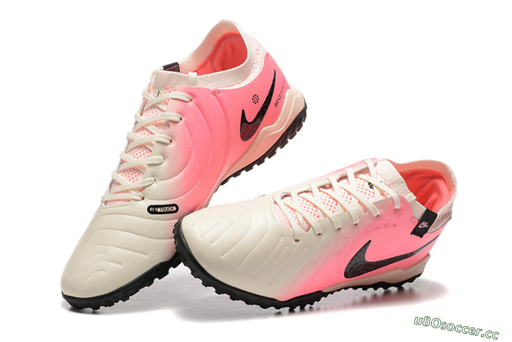 Men's Nike Tiempo Legend 10 Pro TF Artificial Turf Low-Tops Football Shoes - White/Pink/Black 6