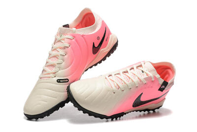 Men's Nike Tiempo Legend 10 Pro TF Artificial Turf Low-Tops Football Shoes - White/Pink/Black