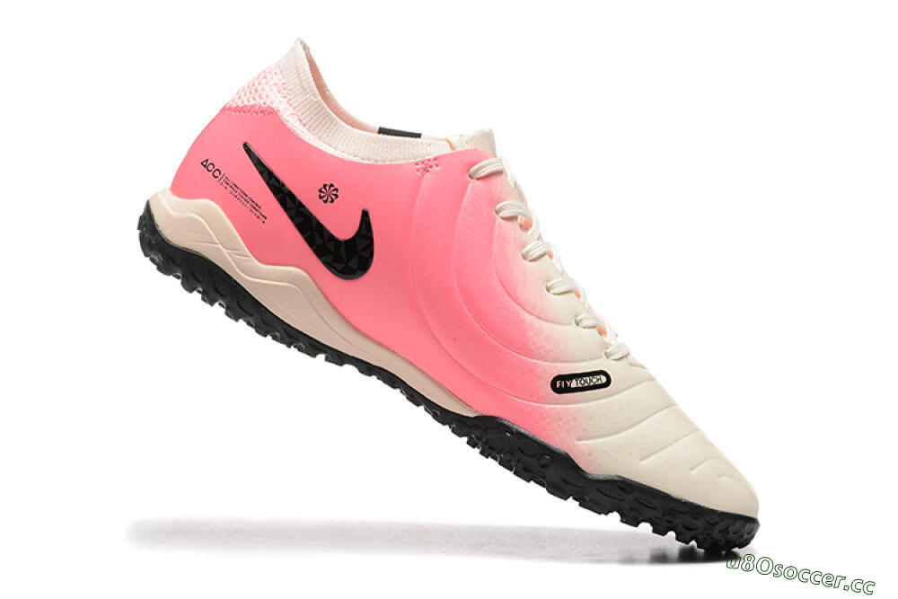 Men's Nike Tiempo Legend 10 Pro TF Artificial Turf Low-Tops Football Shoes - White/Pink/Black 7