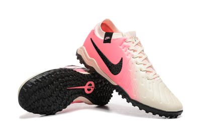 Men's Nike Tiempo Legend 10 Pro TF Artificial Turf Low-Tops Football Shoes - White/Pink/Black