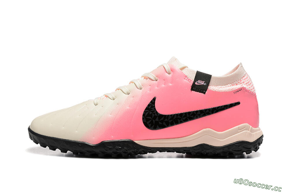 Men's Nike Tiempo Legend 10 Pro TF Artificial Turf Low-Tops Football Shoes - White/Pink/Black 0