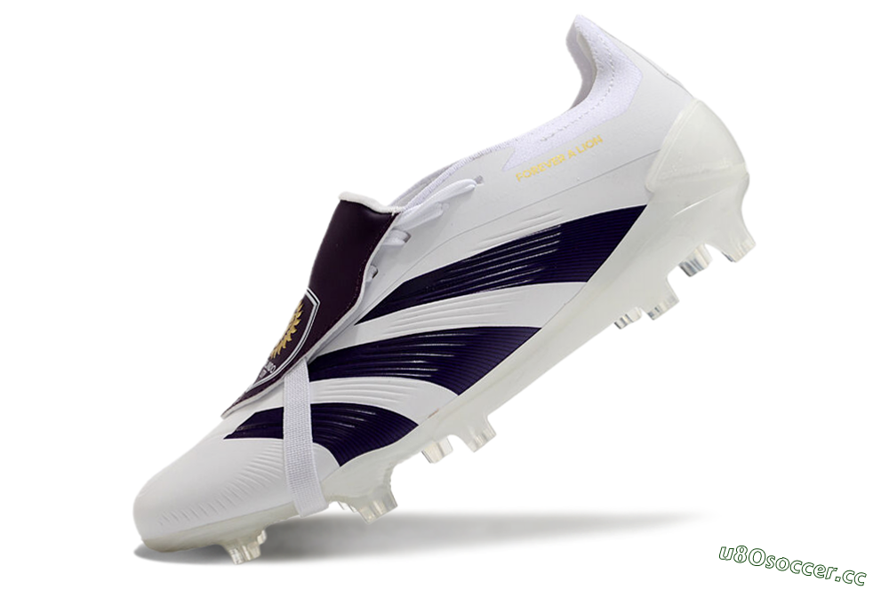 Men's Adidas Predator Elite Foldover Tongue FG Firm Ground Low-Tops Football Boots - White/Black/Gold 5