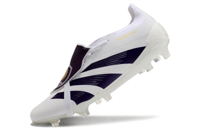 Men's Adidas Predator Elite Foldover Tongue FG Firm Ground Low-Tops Football Boots - White/Black/Gold