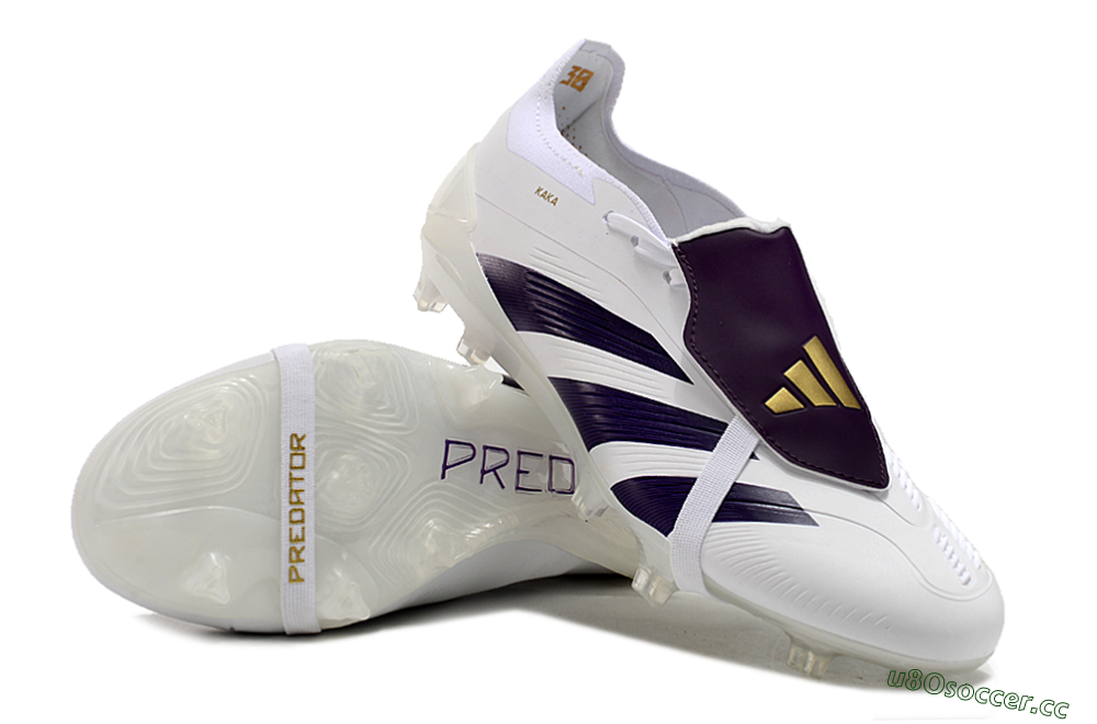 Men's Adidas Predator Elite Foldover Tongue FG Firm Ground Low-Tops Football Boots - White/Black/Gold 3