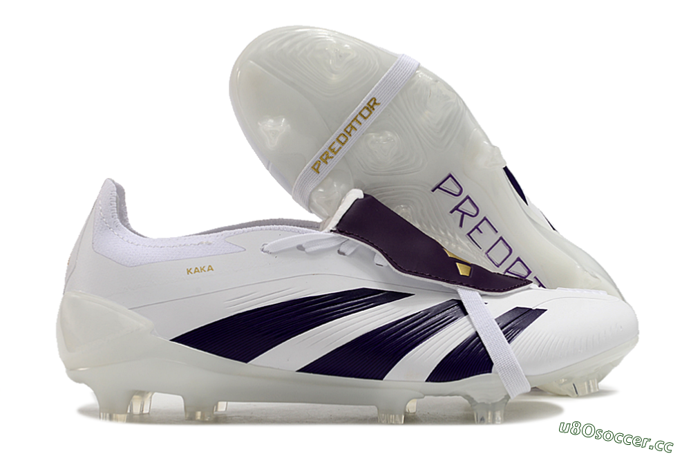 Men's Adidas Predator Elite Foldover Tongue FG Firm Ground Low-Tops Football Boots - White/Black/Gold 2