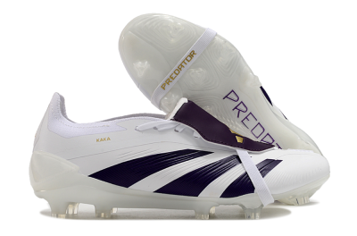 Men's Adidas Predator Elite Foldover Tongue FG Firm Ground Low-Tops Football Boots - White/Black/Gold