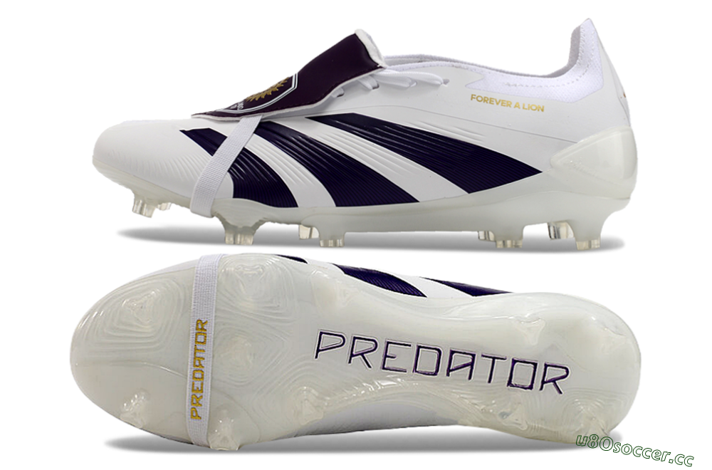 Men's Adidas Predator Elite Foldover Tongue FG Firm Ground Low-Tops Football Boots - White/Black/Gold 1