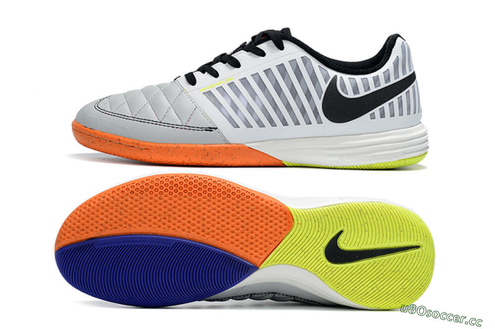 Unisex Nike Lunar Gato 2 IC Indoor & Futsal Low-Tops Football Shoes - White/Silver/Black 1