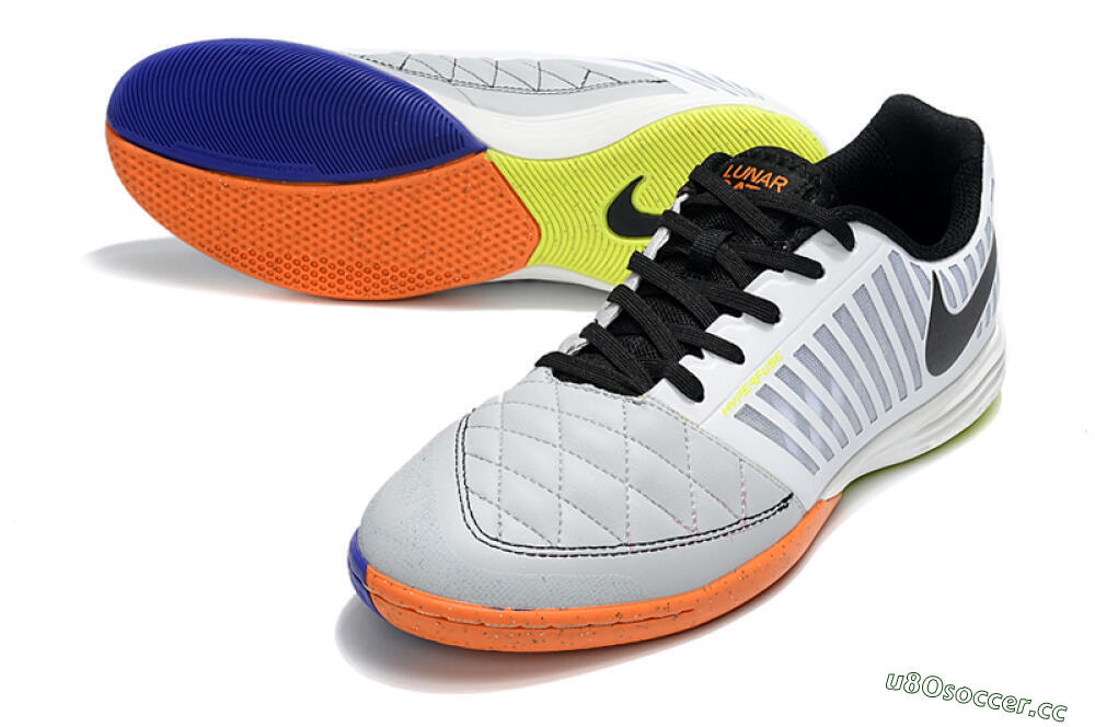 Unisex Nike Lunar Gato 2 IC Indoor & Futsal Low-Tops Football Shoes - White/Silver/Black 3