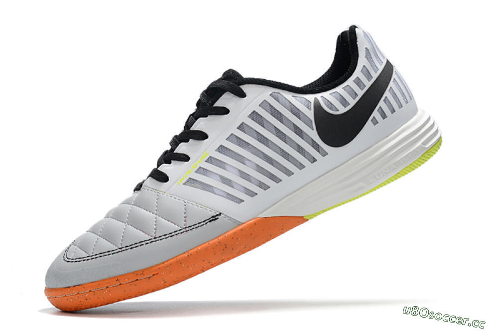 Unisex Nike Lunar Gato 2 IC Indoor & Futsal Low-Tops Football Shoes - White/Silver/Black 5