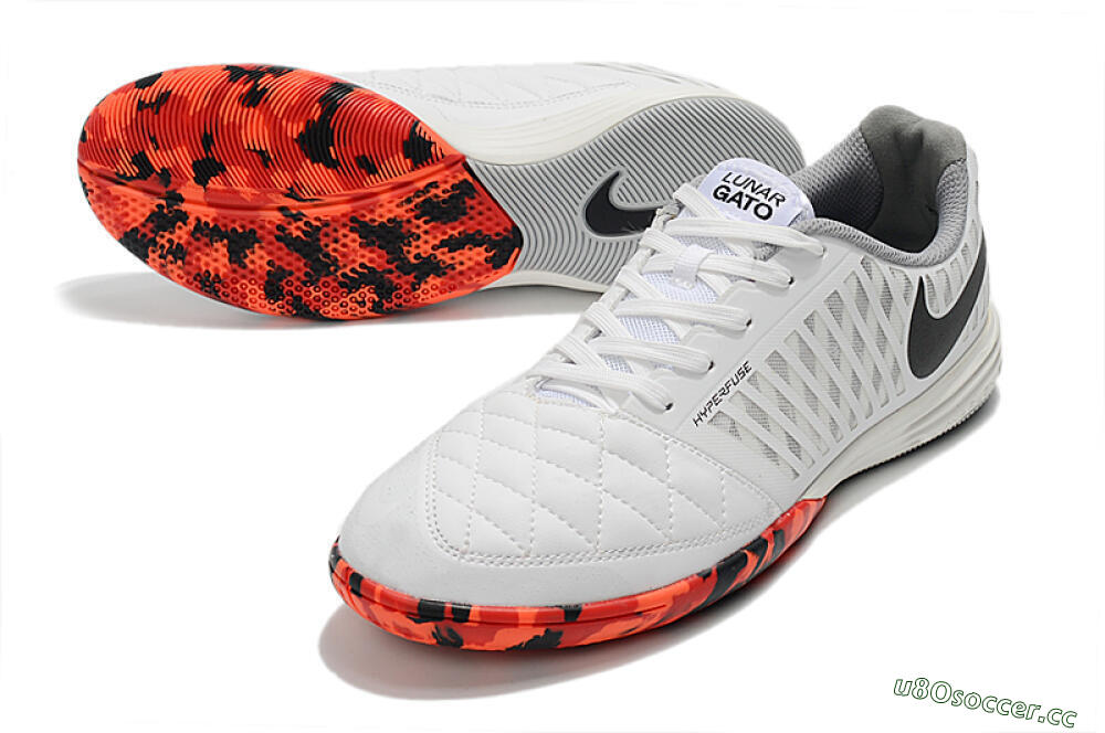Unisex Nike Lunar Gato 2 IC Indoor & Futsal Low-Tops Football Shoes - White/Black/Red 3