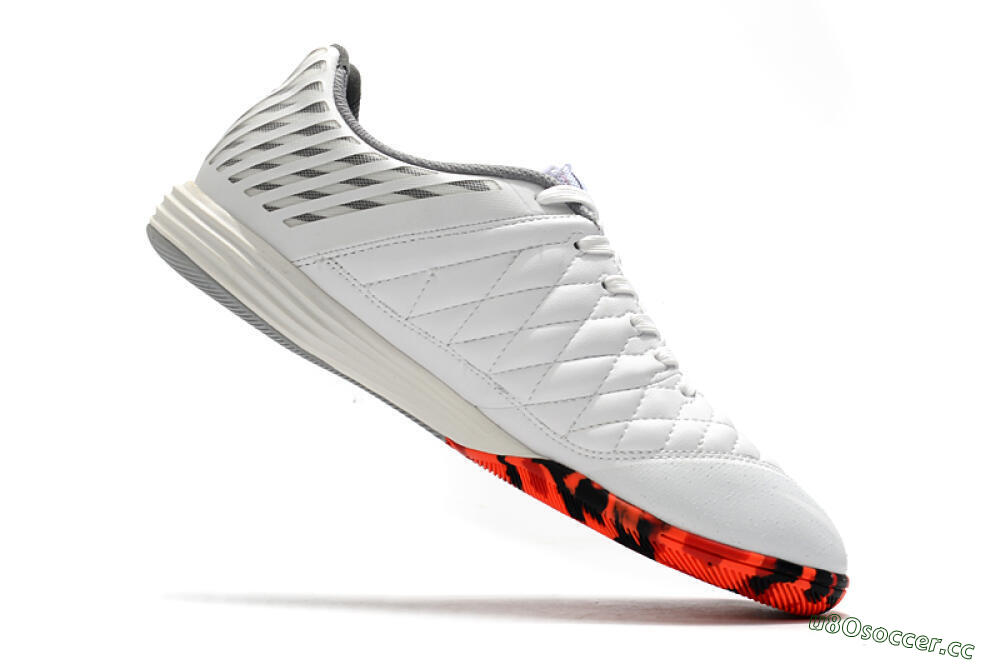 Unisex Nike Lunar Gato 2 IC Indoor & Futsal Low-Tops Football Shoes - White/Black/Red 4