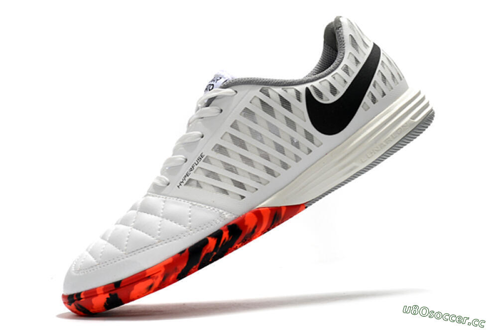 Unisex Nike Lunar Gato 2 IC Indoor & Futsal Low-Tops Football Shoes - White/Black/Red 5