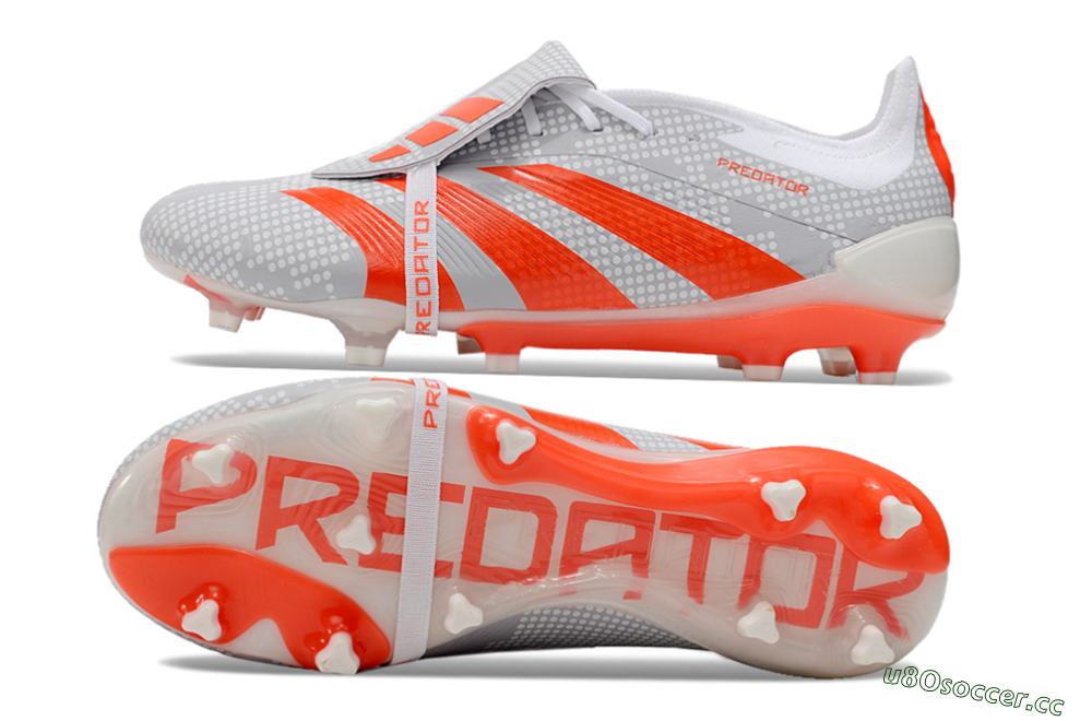 Men's Adidas Predator Elite Foldover Tongue FG Firm Ground Low-Tops Football Boots - Grey/Red/White 1
