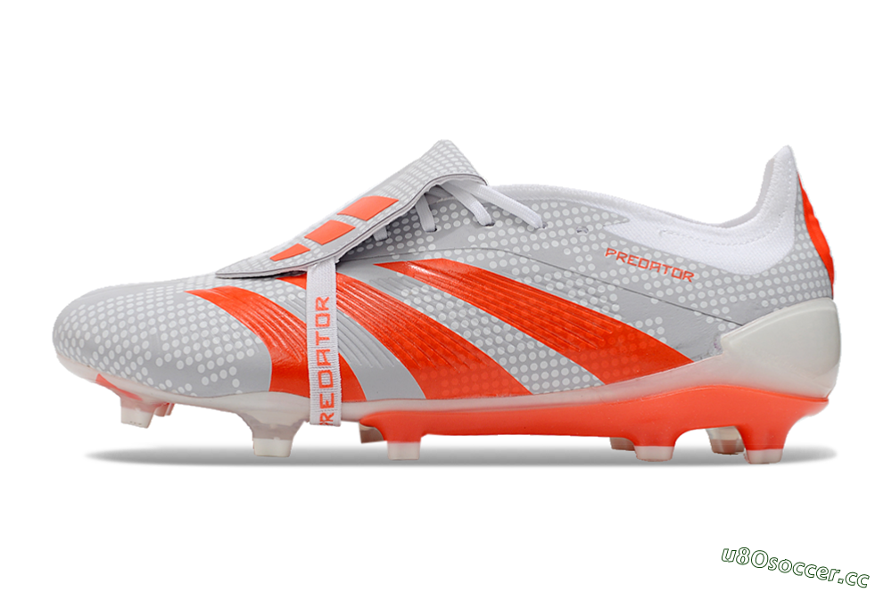 Men's Adidas Predator Elite Foldover Tongue FG Firm Ground Low-Tops Football Boots - Grey/Red/White 0