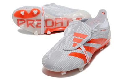 Men's Adidas Predator Elite Foldover Tongue FG Firm Ground Low-Tops Football Boots - Grey/Red/White