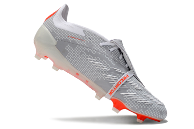 Men's Adidas Predator Elite Foldover Tongue FG Firm Ground Low-Tops Football Boots - Grey/Red/White