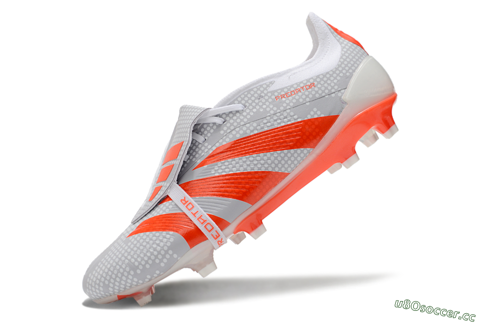 Men's Adidas Predator Elite Foldover Tongue FG Firm Ground Low-Tops Football Boots - Grey/Red/White 5