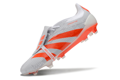 Men's Adidas Predator Elite Foldover Tongue FG Firm Ground Low-Tops Football Boots - Grey/Red/White