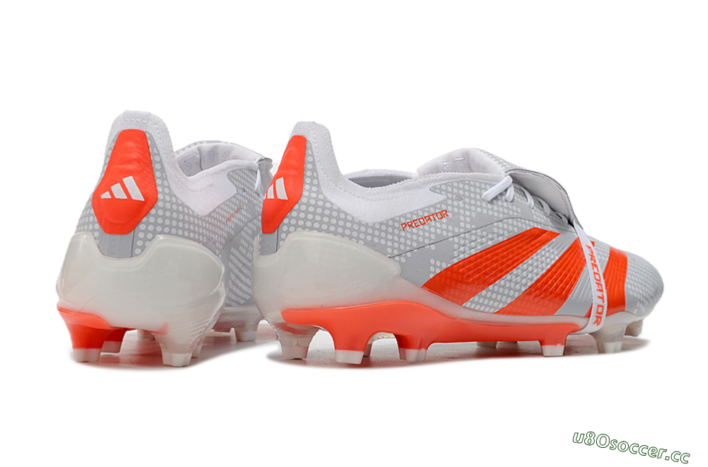 Men's Adidas Predator Elite Foldover Tongue FG Firm Ground Low-Tops Football Boots - Grey/Red/White 6