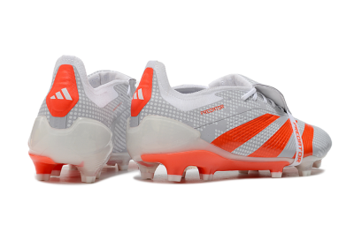 Men's Adidas Predator Elite Foldover Tongue FG Firm Ground Low-Tops Football Boots - Grey/Red/White