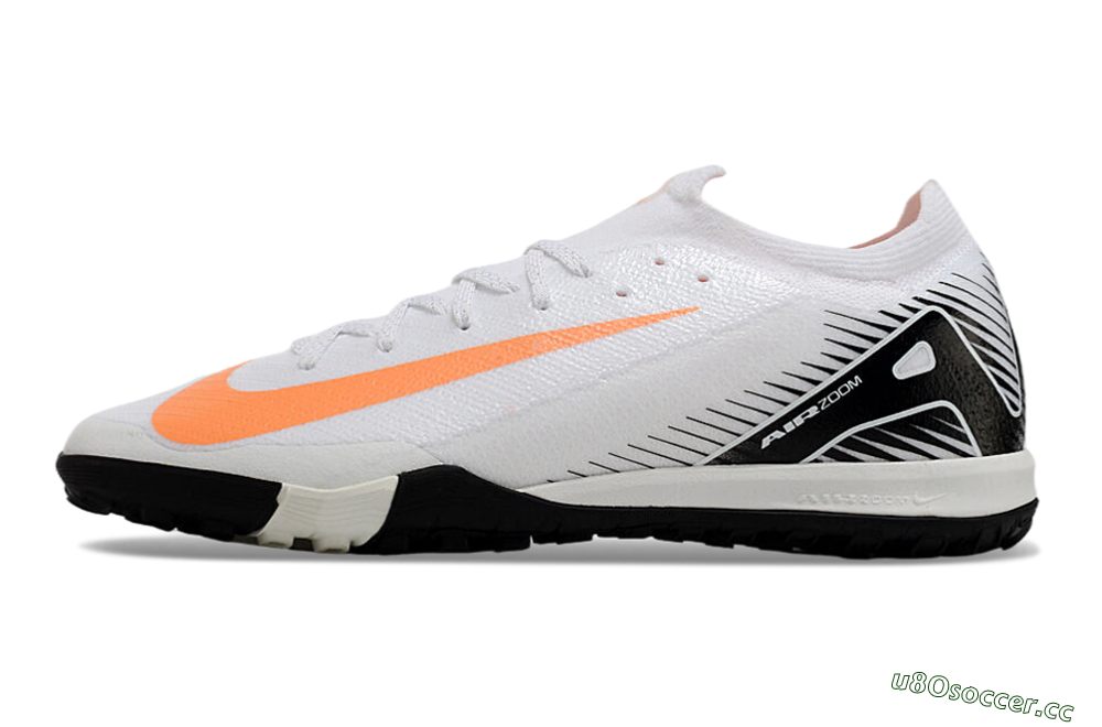 Men's Nike Air Zoom Mercurial Vapor 16 Elite TF Artificial Turf Low-Tops Football Shoes - White/Black/Orange 0
