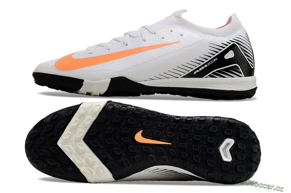 Men's Nike Air Zoom Mercurial Vapor 16 Elite TF Artificial Turf Low-Tops Football Shoes - White/Black/Orange 1