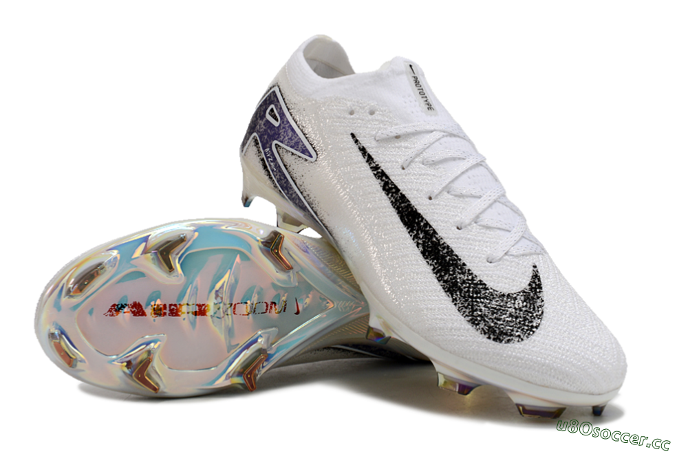 Men's Nike Air Zoom Mercurial Vapor 16 Elite FG Firm Ground Low-Tops Football Boots - White/Black/Blue/Gold 2