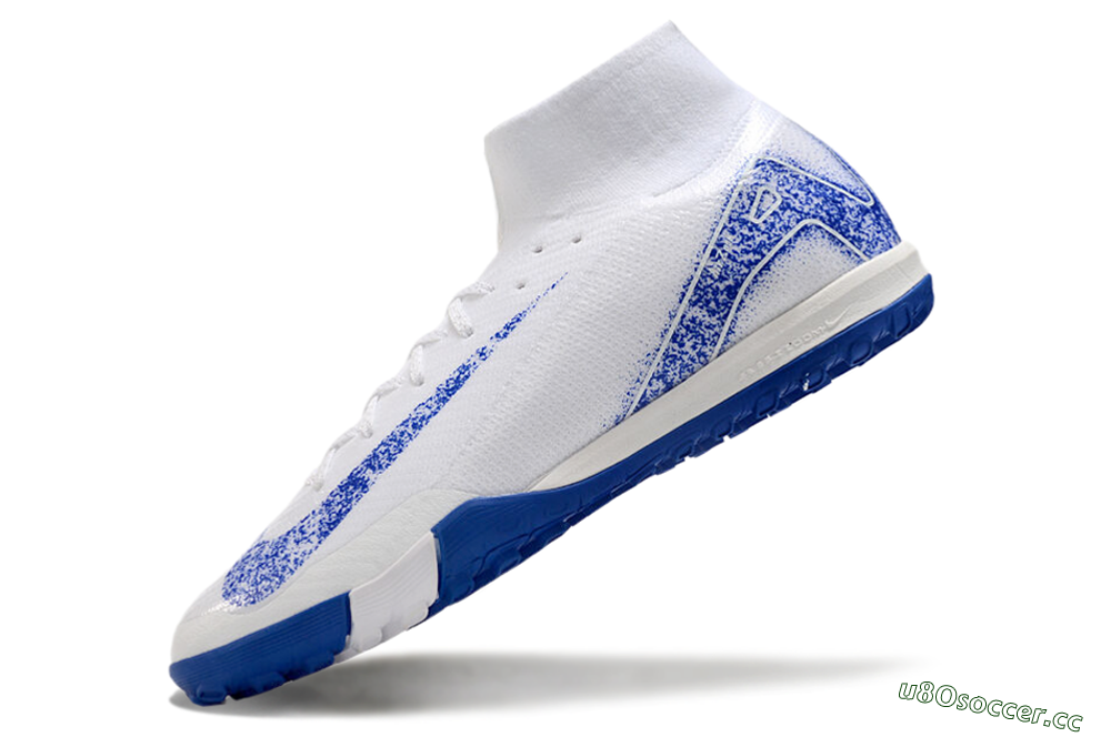 Men's Nike Air Zoom Mercurial Superfly 10 TF Artificial Turf High-Tops Football Shoes - White/Blue/Orange 4