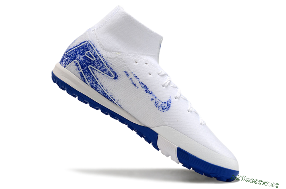 Men's Nike Air Zoom Mercurial Superfly 10 TF Artificial Turf High-Tops Football Shoes - White/Blue/Orange 5