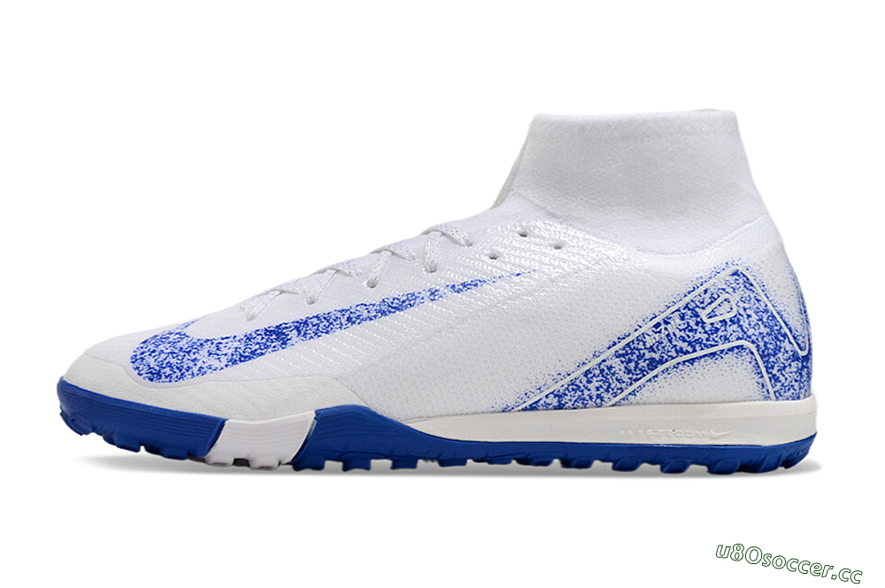 Men's Nike Air Zoom Mercurial Superfly 10 TF Artificial Turf High-Tops Football Shoes - White/Blue/Orange 0