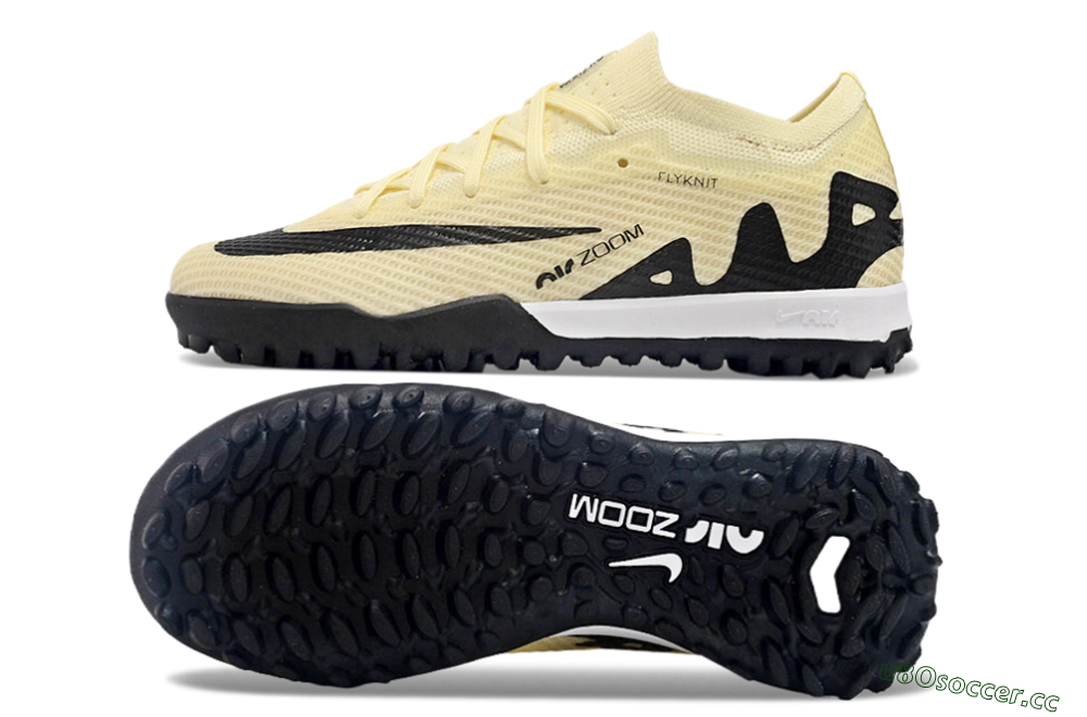 Kids Nike Air Zoom Mercurial Vapor 15 Elite TF Artificial Turf Low-Tops Football Shoes - Beige/Black/White 1