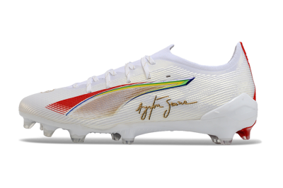 Men's Puma Ultra 5 Ultimate FG Firm Ground Low-Tops Football Boots - White/Red/Yellow/Green