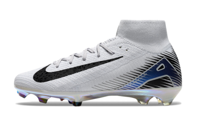 Men's Nike Air Zoom Mercurial Superfly 10 Elite FG Firm Ground High-Tops Football Boots - White/Black/Blue