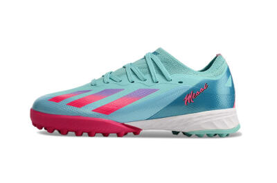 Kids Adidas X Speedportal.1 TF Artificial Turf Low-Tops Football Shoes - Jade/Pink/Purple