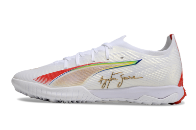 Men's Puma Ultra Ultimate TF Artificial Turf Low-Tops Football Shoes - White/Red/Yellow