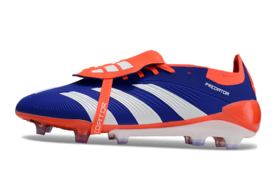 Unisex Adidas Predator Elite Foldover Tongue FG Firm Ground Low-Tops Football Boots - Blue/White/Red