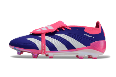 Unisex Adidas Predator Elite Foldover Tongue FG Firm Ground Low-Tops Football Boots - Blue/White/Pink/Gold