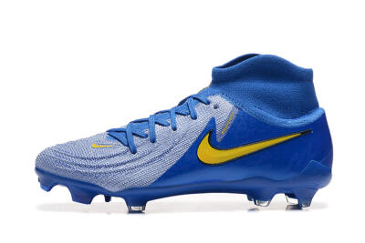 Men's Nike Phantom Luna Elite FG Firm Ground High-Tops Football Boots - Blue/Silver/Yellow