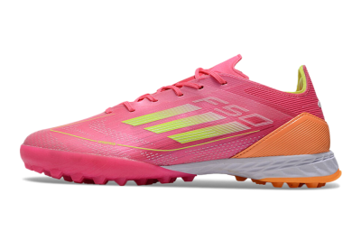 Men's Adidas F50 Elite TF Artificial Turf Low-Tops Football Shoes - Pink/Yellow/Orange