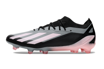 Men's Adidas X Crazyfast.1 FG Firm Ground Low-Tops Football Boots - Grey/Black/Pink