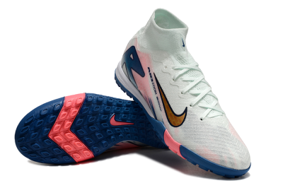 Unisex Nike Air Zoom Mercurial Superfly 10 Elite TF Artificial Turf High-Tops Football Shoes - White/Pink/Blue
