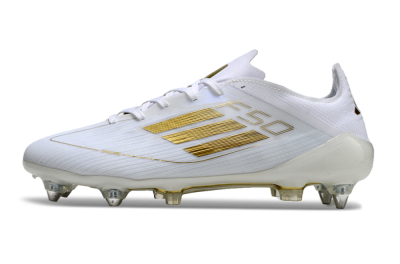 Men's Adidas F50 Elite SG Soft Ground Low-Tops Football Boots - White/Gold