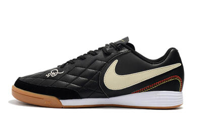 Men's Nike Tiempo Ligera 4 10R IC Indoor & Futsal Low-Tops Football Shoes - Black/Beige/Brown