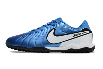 Men's Nike Tiempo Legend 10 Academy TF Artificial Turf Low-Tops Football Shoes - Blue/White/Black