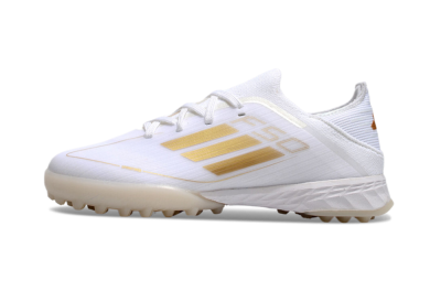Men's Kids Adidas F50 Elite TF Artificial Turf Low-Tops Football Shoes - White/Gold
