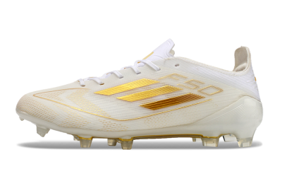 Unisex Adidas F50 Elite FG Firm Ground Low-Tops Football Boots - White/Gold
